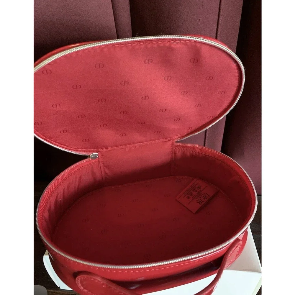DIOR Beauté Red Patent Leather Cosmetic Bag Pouch w/ Handle 2025 GWP Gift - Picture 4 of 4